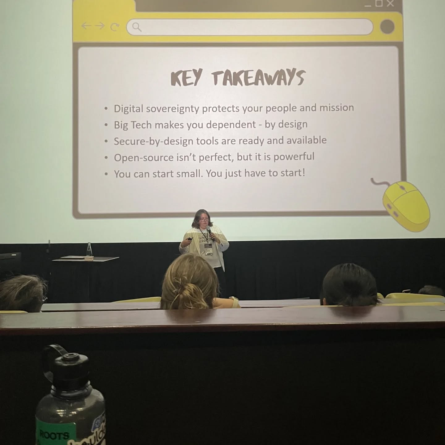 Violet presenting the key takeaways from Building Tech Sovereignty
